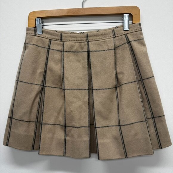 CLUB MONACO Women’s Wool Cashmere Blend A-line Tan Lined Skirt - Size 4 - Picture 1 of 6